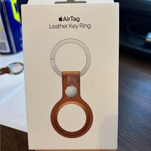 Apple Brown Leather AirTag Holder Key Ring